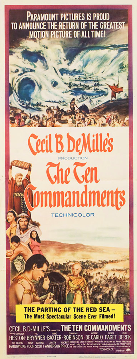 The Ten Commandments Original R1966 U.S. Insert Movie Poster