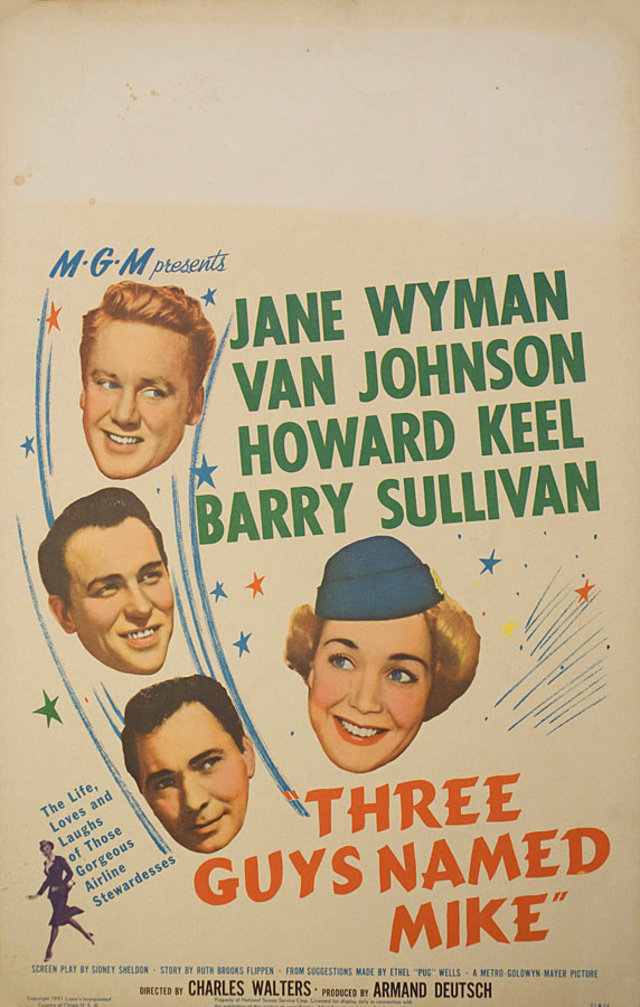 Three Guys Named Mike Original 1951 U.S. Window Card Movie Poster
