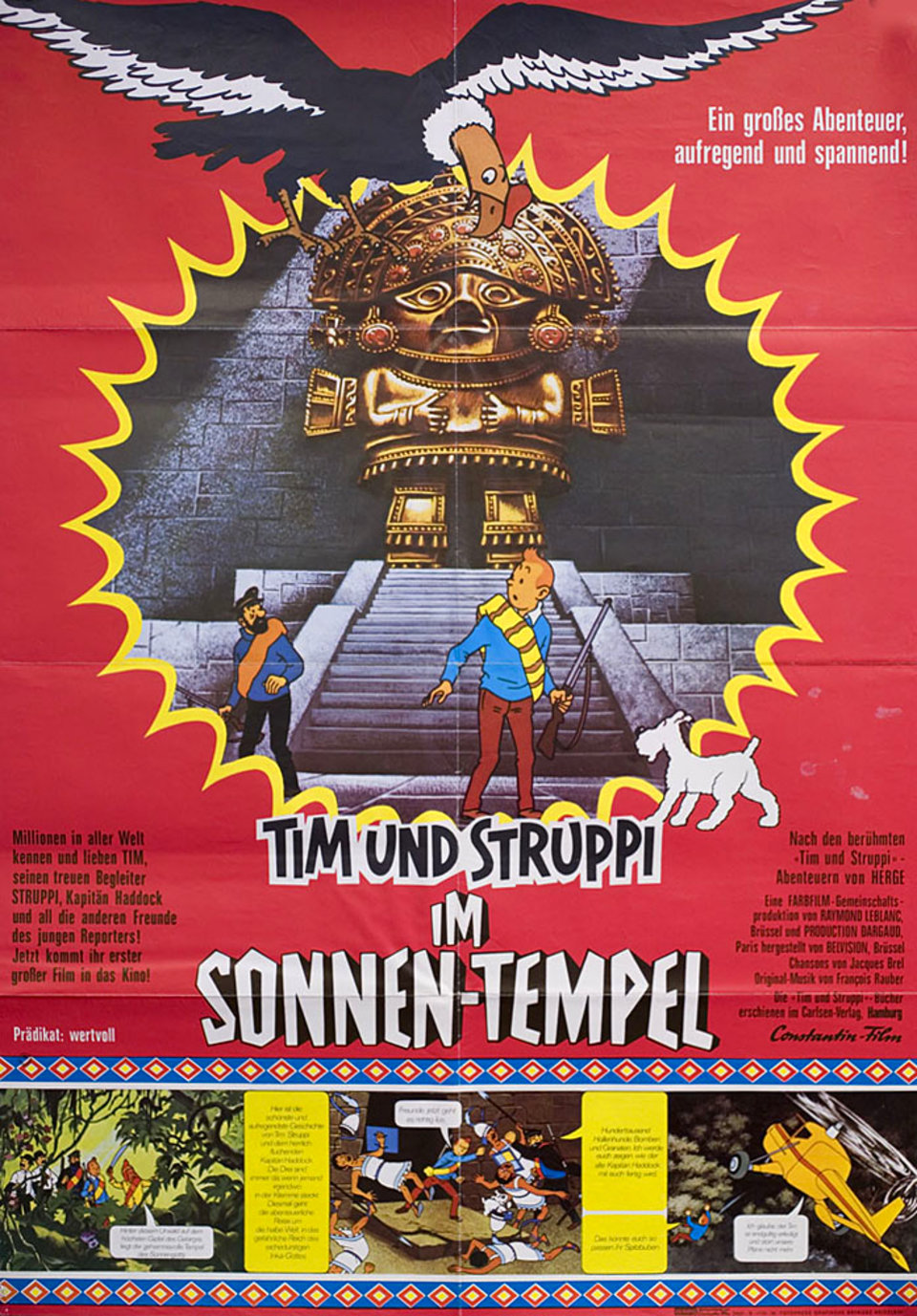 Tintin and the Temple of the Sun Original 1970 German A1 Movie Poster