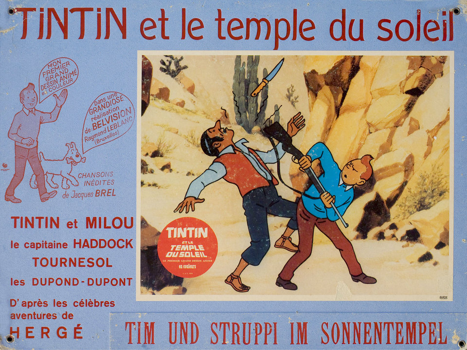 Tintin and the Temple of the Sun Original 1970 Swiss Scene Card