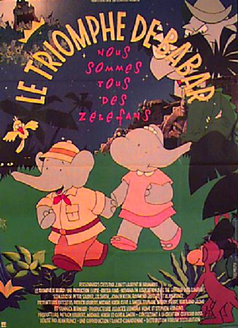 THE TRIUMPH OF BABAR Original 1980s French Grande Movie Poster