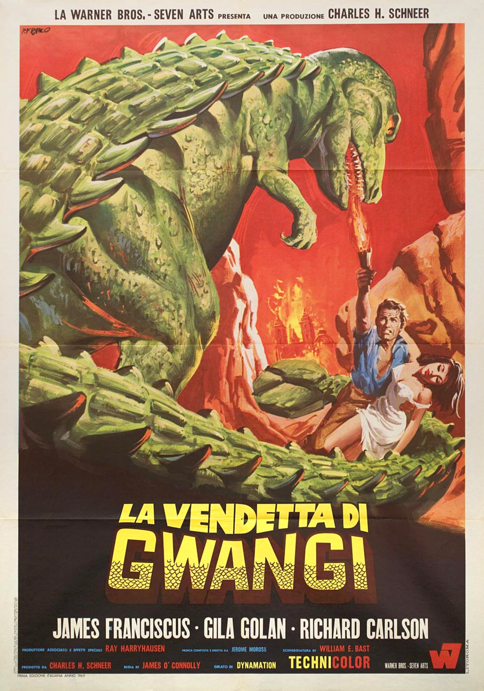 The Valley of Gwangi Original 1969 Italian Due Foglio Movie Poster