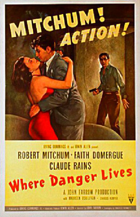 Where Danger Lives Original 1950 U.S. One Sheet Movie Poster