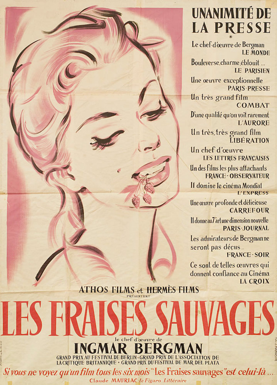 Wild Strawberries Original 1958 French Grande Movie Poster