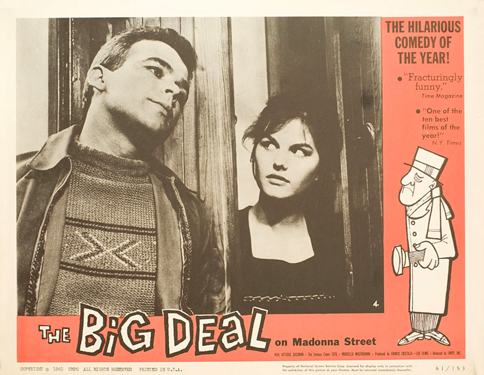 Big Deal on Madonna Street Original 1961 U.S. Scene Card