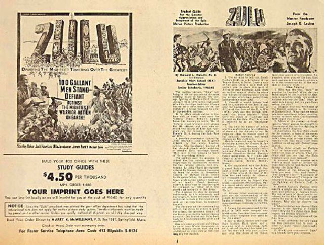 Zulu Original 1964 U.S. Movie Herald