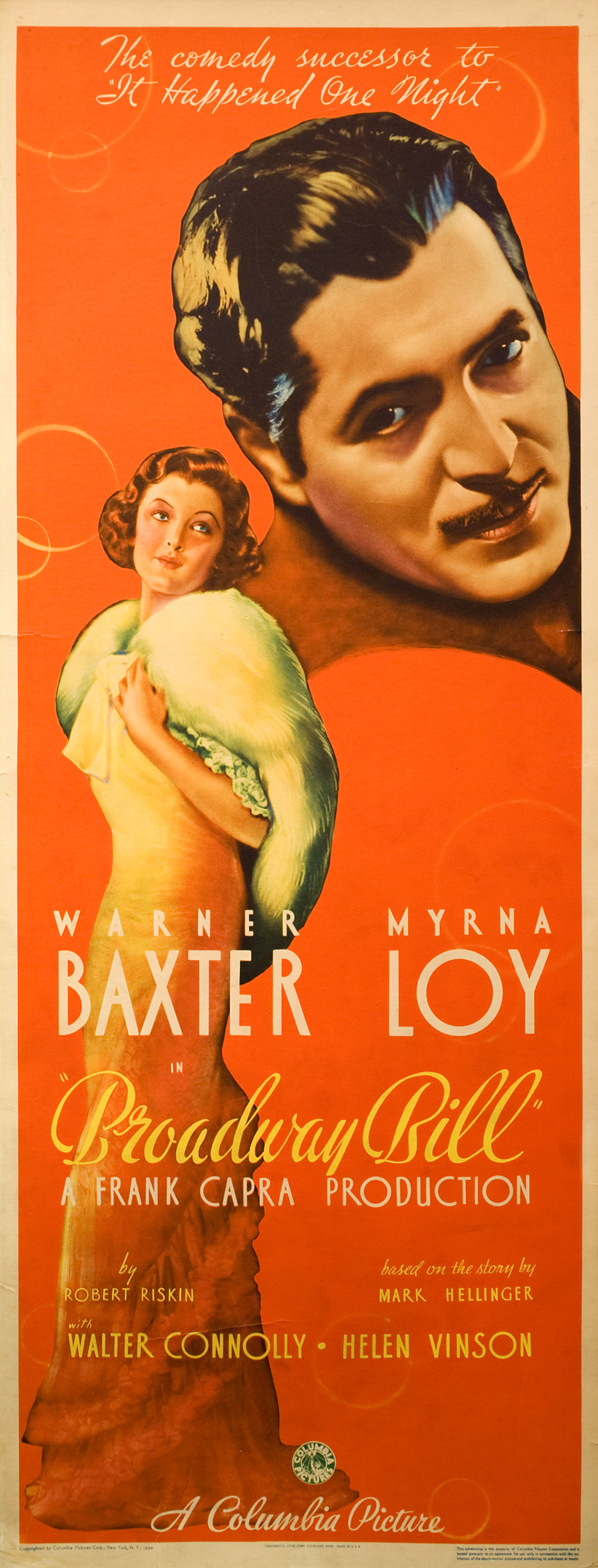 Broadway Bill Original 1934 U.S. Insert Movie Poster