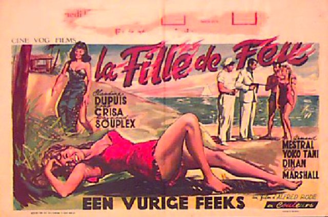 La fille de feu Original 1958 Belgian Movie Poster