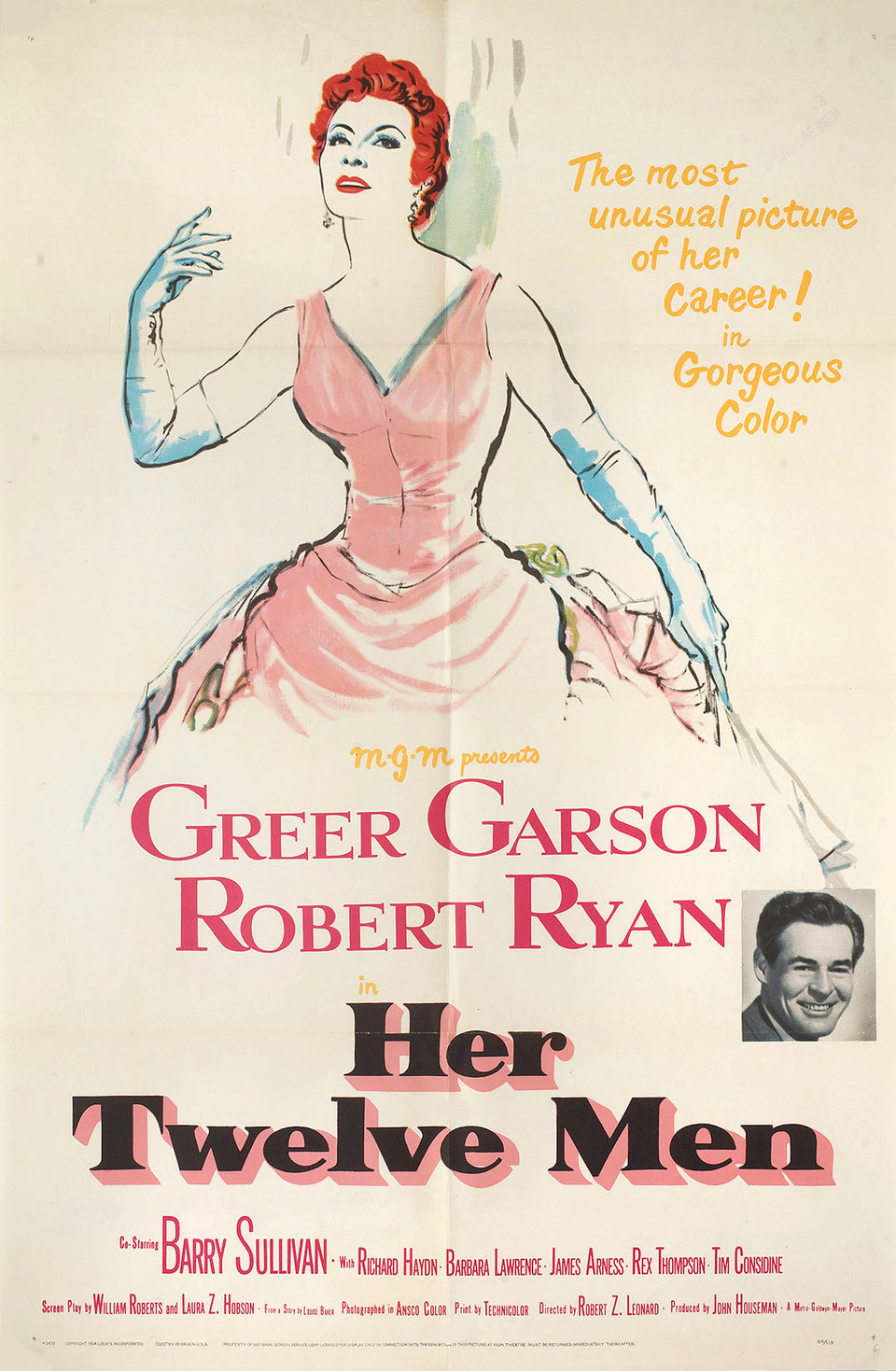 Her Twelve Men Original 1954 U.S. One Sheet Movie Poster