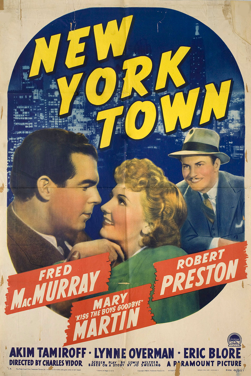 New York Town Original 1941 U.S. One Sheet Movie Poster