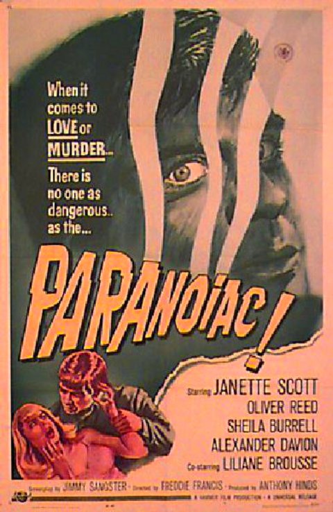 Paranoiac Original 1963 U.S. One Sheet Movie Poster