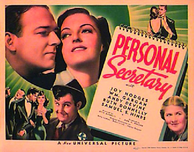Personal Secretary Original 1938 U.S. Title Card Posteritati Movie