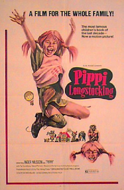 Pippi Longstocking Original 1970s U.S. One Sheet Movie Poster