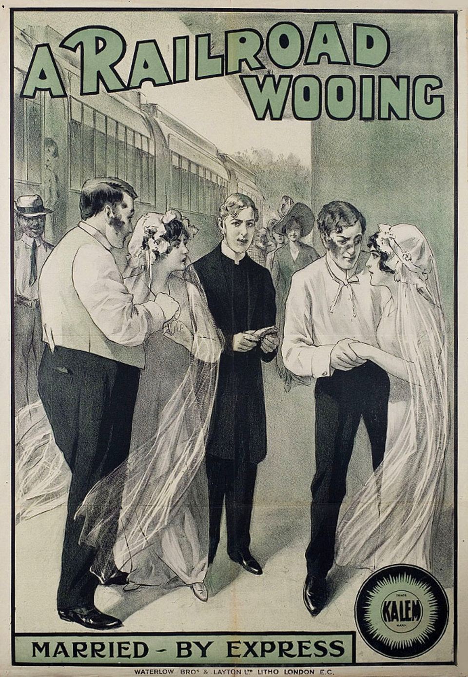 A RAILROAD WOOING Original 1913 British One Sheet Movie Poster