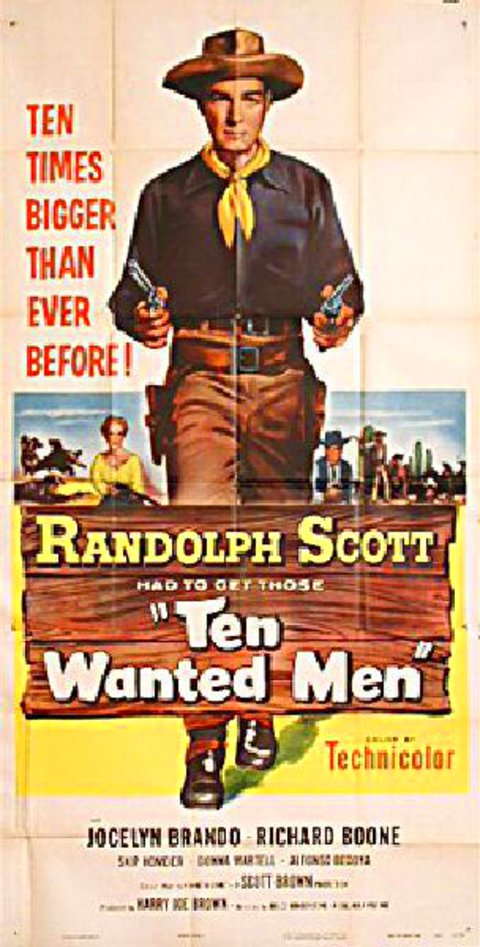 Ten Wanted Men Original 1954 U.S. Three Sheet Movie Poster