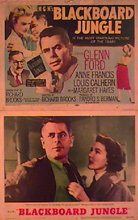 Blackboard Jungle Original 1955 U.S. Lobby Card Set of 2