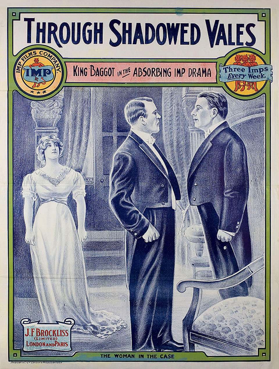 THROUGH SHADOWED VALES Original 1912 British One Sheet Movie Poster