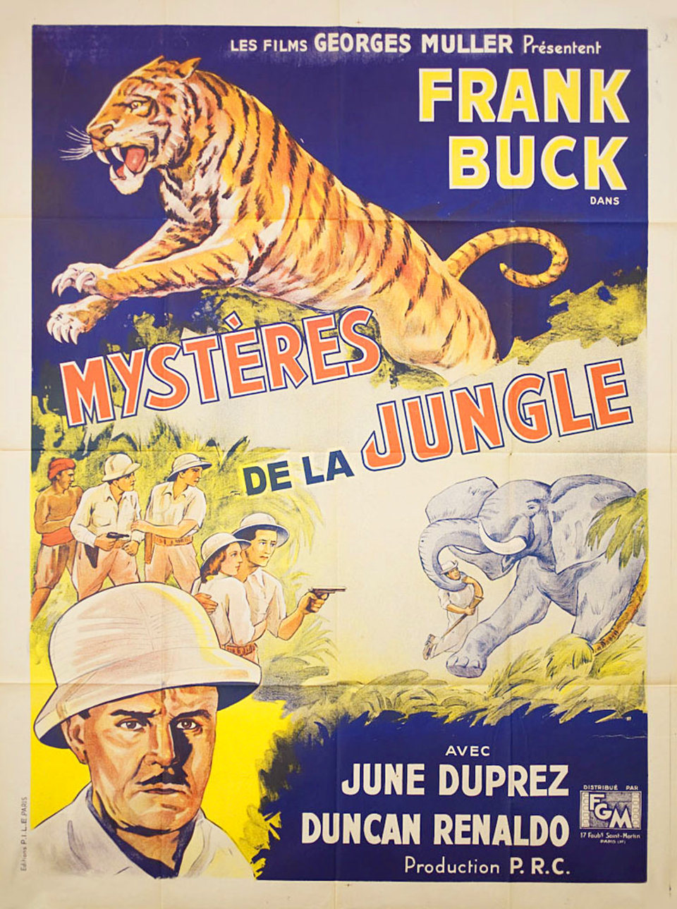 Tiger Fangs Original 1943 French Grande Movie Poster