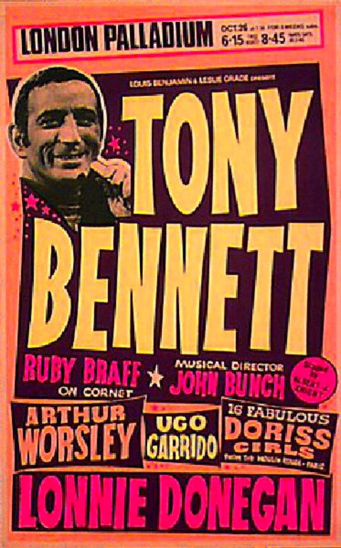 Tony Bennett at London Palladium Original 1970s British Crown Poster