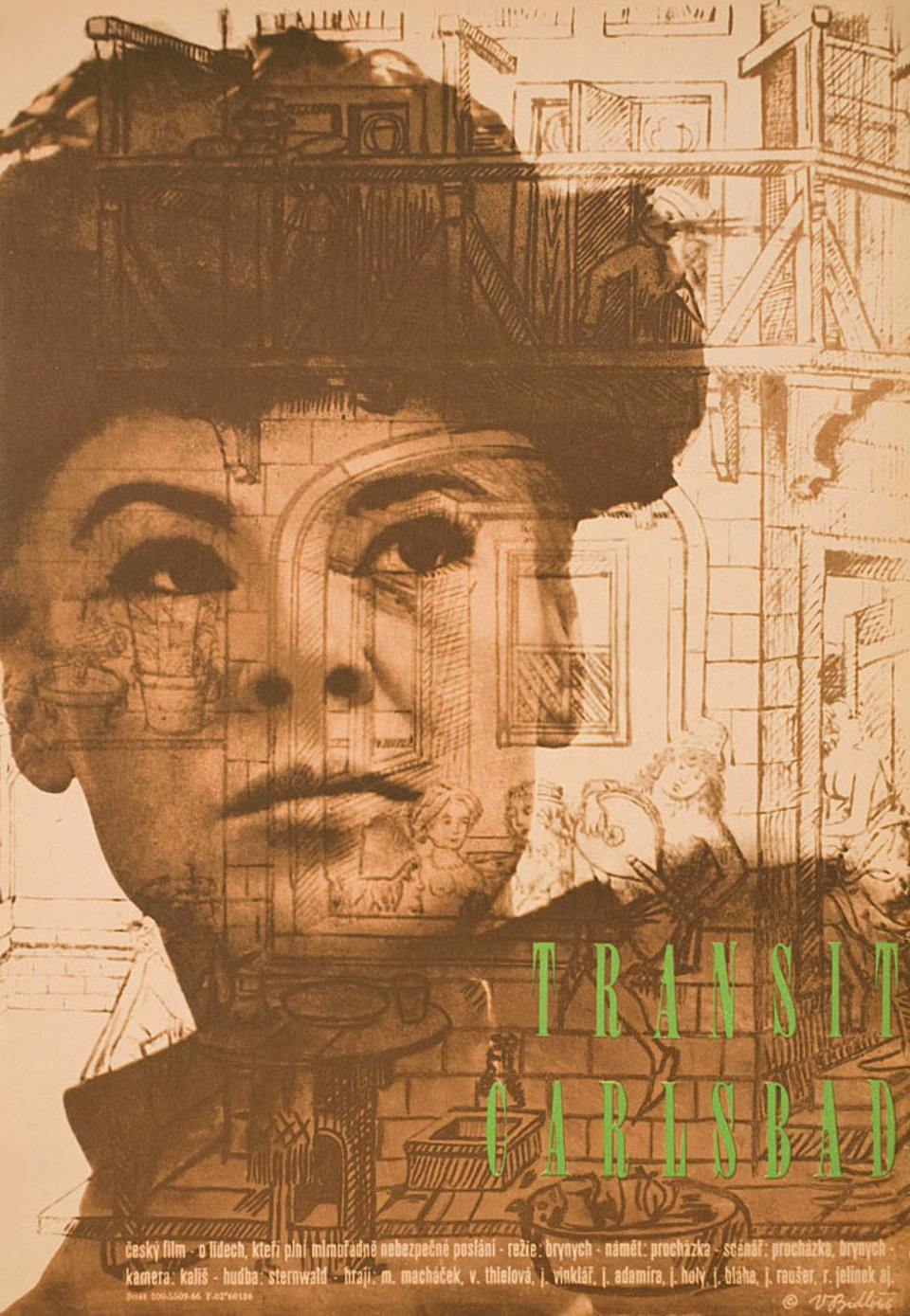 Transit Carlsbad Original 1966 Czech A3 Movie Poster