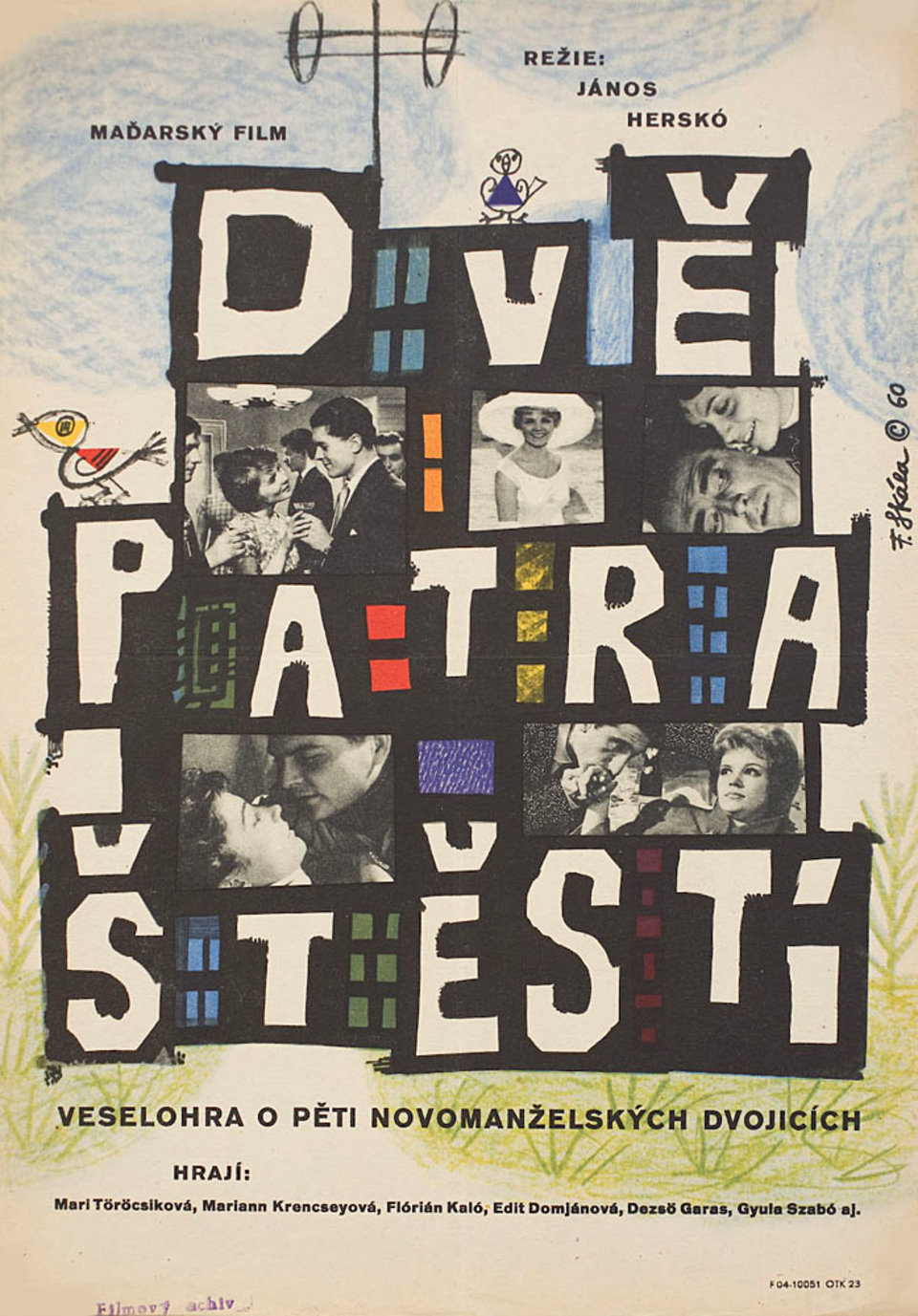 TWO FLOORS OF HAPPINESS Original 1960 Czech A3 Movie Poster