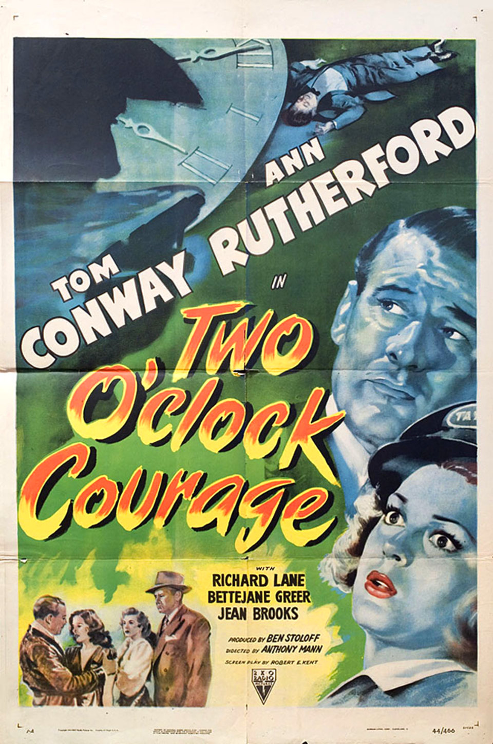 Two O'Clock Courage Original 1944 U.S. One Sheet Movie Poster