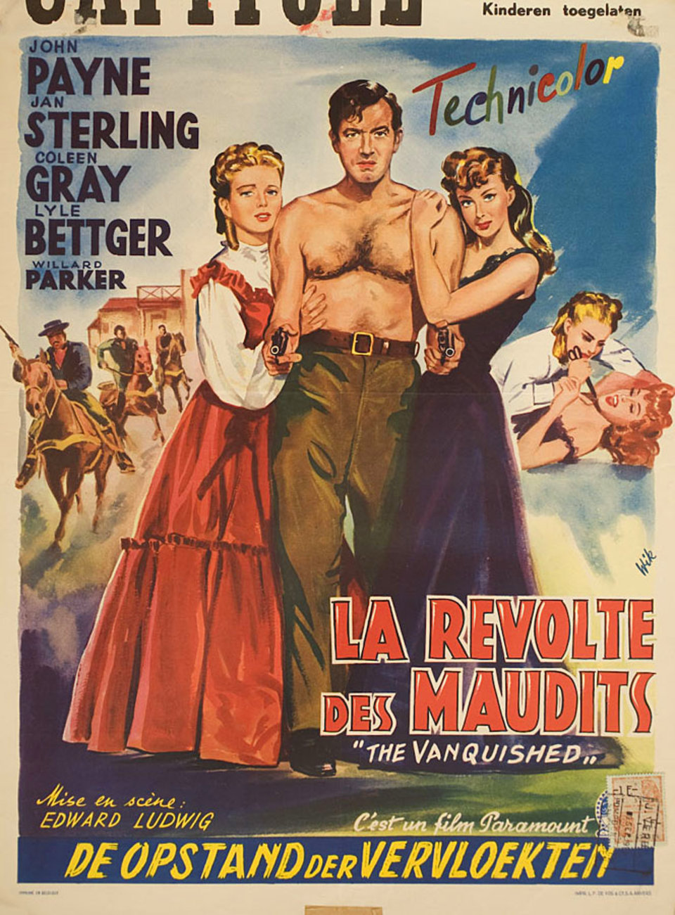 The Vanquished Original 1953 Belgian Movie Poster