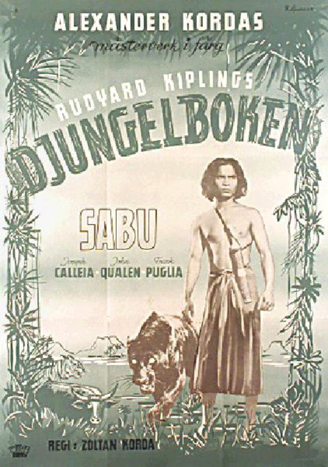 Jungle Book Original 1942 Swedish B1 Movie Poster