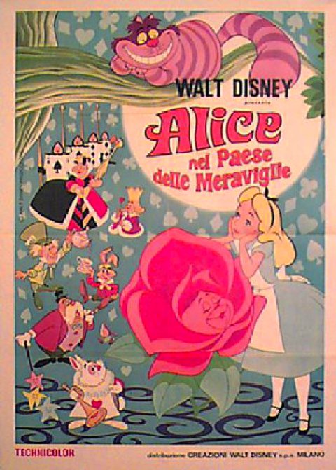 Alice in Wonderland Original R1980s Italian Due Fogli Movie Poster