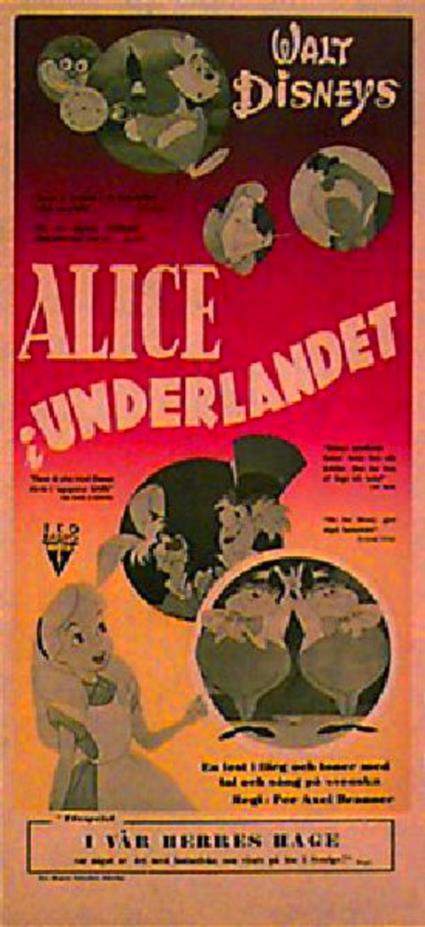 Alice in Wonderland Original 1951 Swedish Stolpe Movie Poster