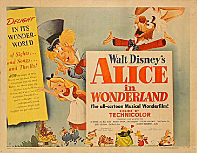 Alice in Wonderland Original 1951 U.S. Half Sheet Movie Poster
