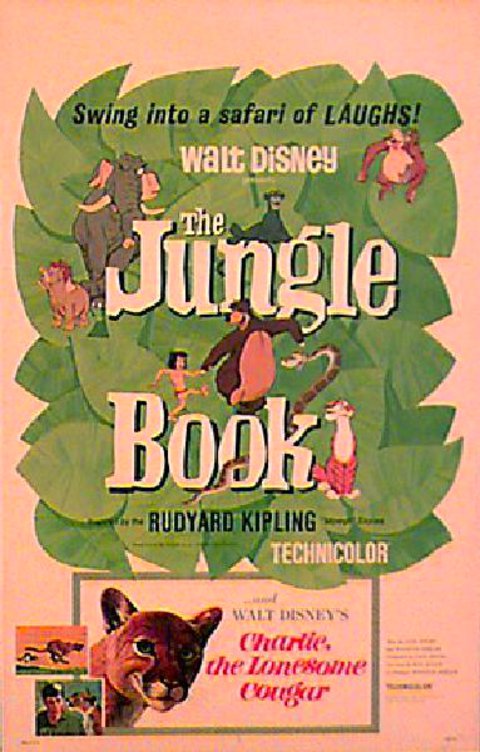 Charlie, the Lonesome Cougar / The Jungle Book Original 1967 U.S. Window Card Movie Poster