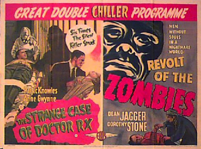 Revolt of the Zombies / The Strange Case of Doctor Rx Original 1950s British Quad Movie Poster