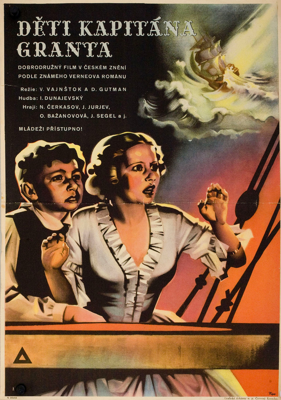 Capt. Grant's Family Original 1945 Czech A3 Movie Poster