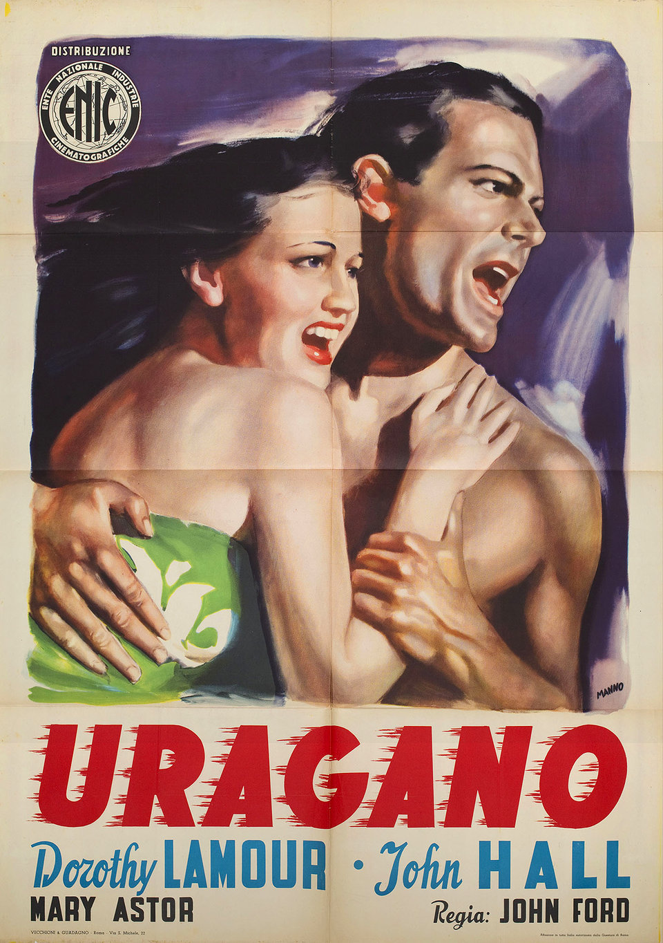 The Hurricane Original 1950s Italian Due Foglio Movie Poster