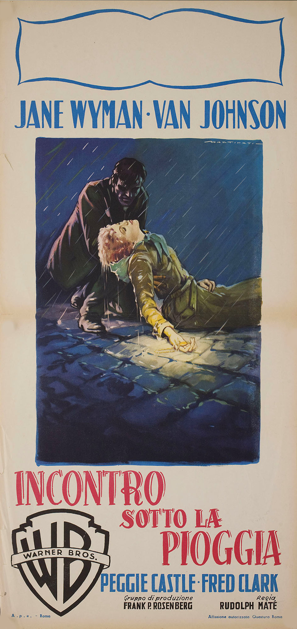 Miracle in the Rain Original 1956 Italian Locandina Movie Poster