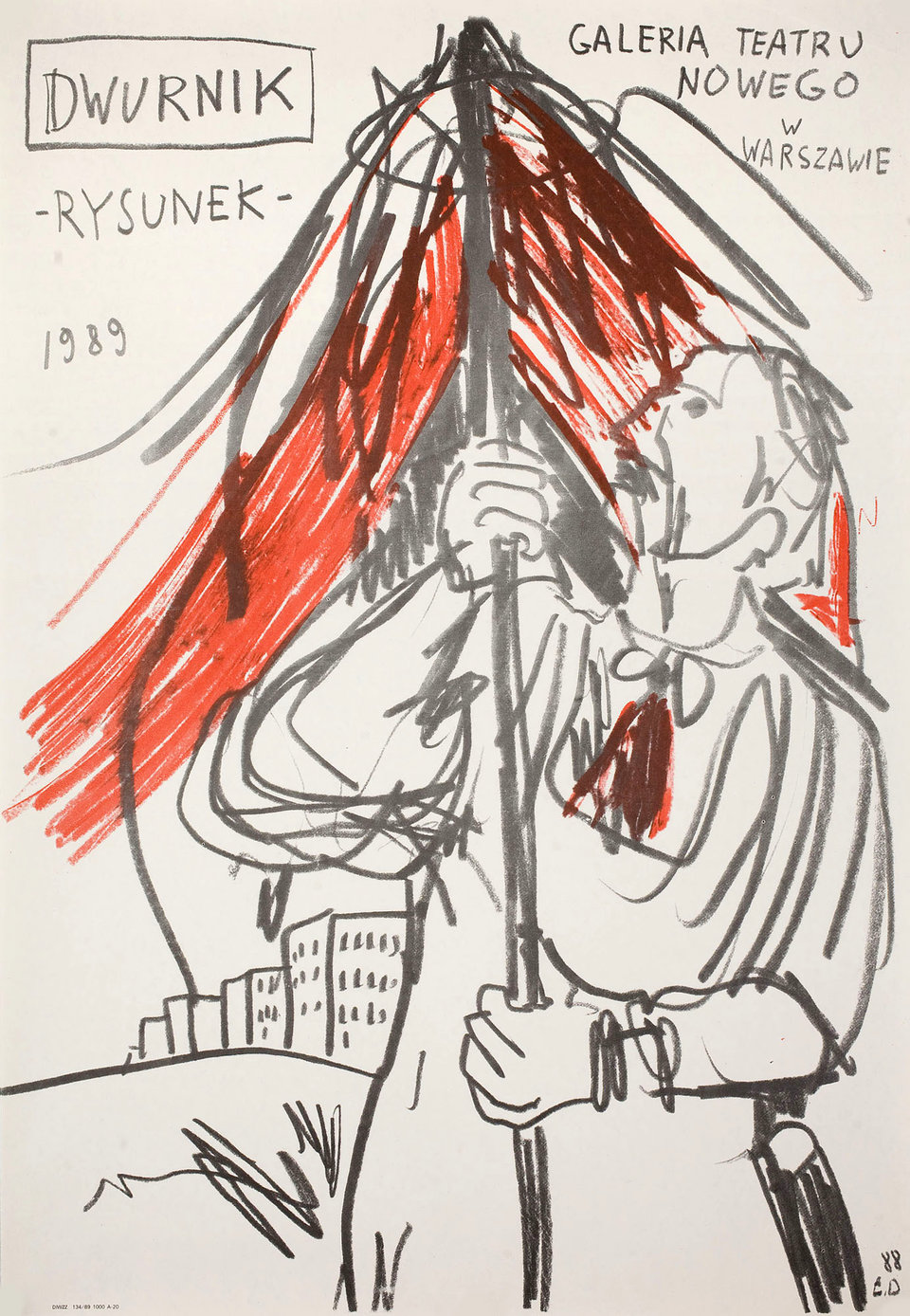 Dwurnik Rysunek Original 1989 Polish A1 Poster