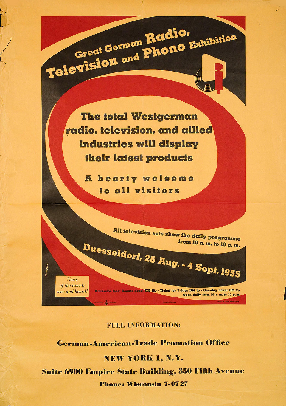 Great German Radio, Television and Phono Exhibition Original 1955 German A1 Poster