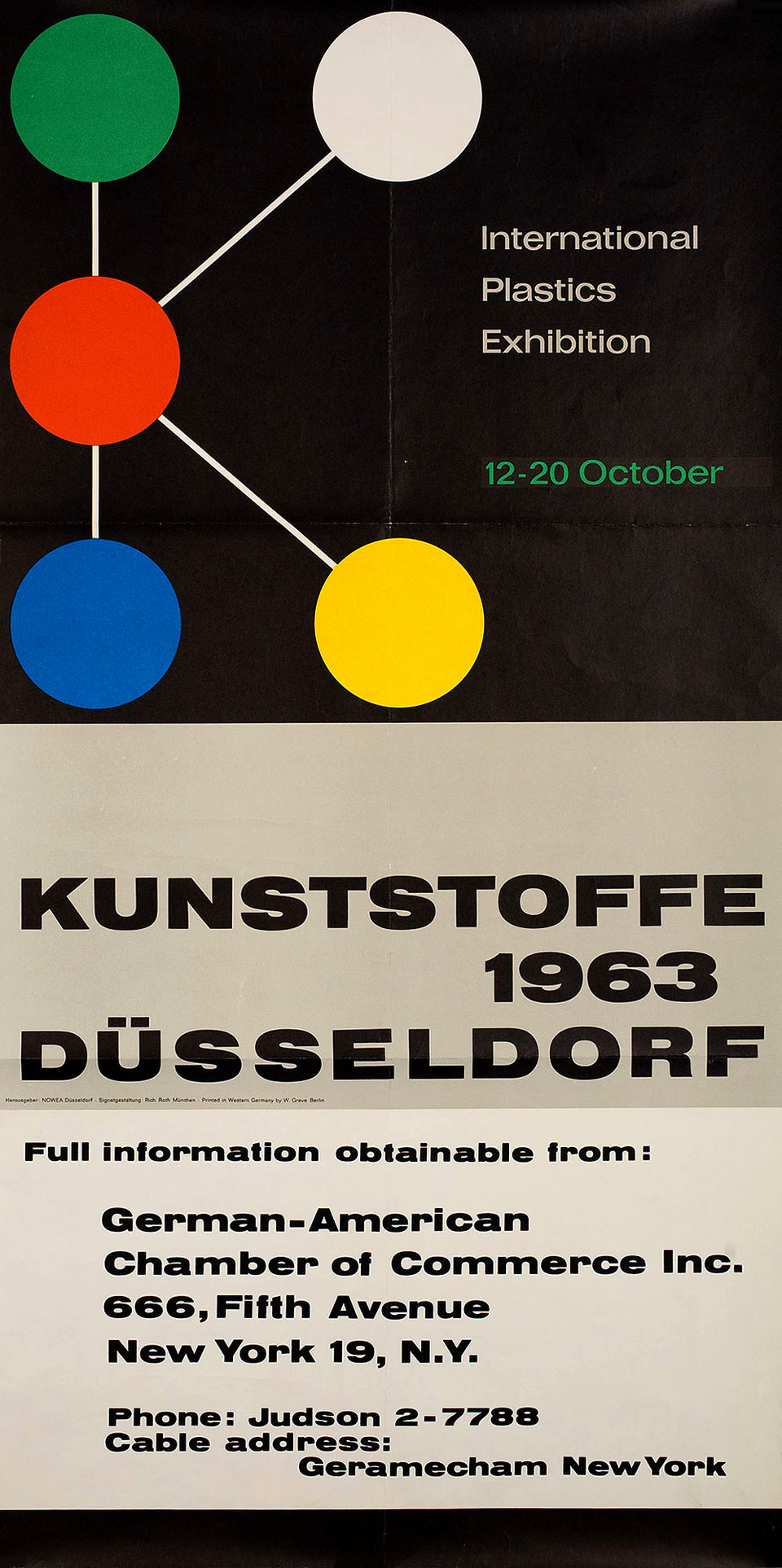 International Plastics Exhibition Original 1963 German Poster