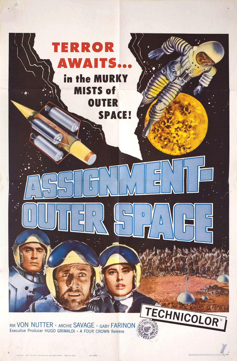 Space Men Original 1962 U.S. One Sheet Movie Poster