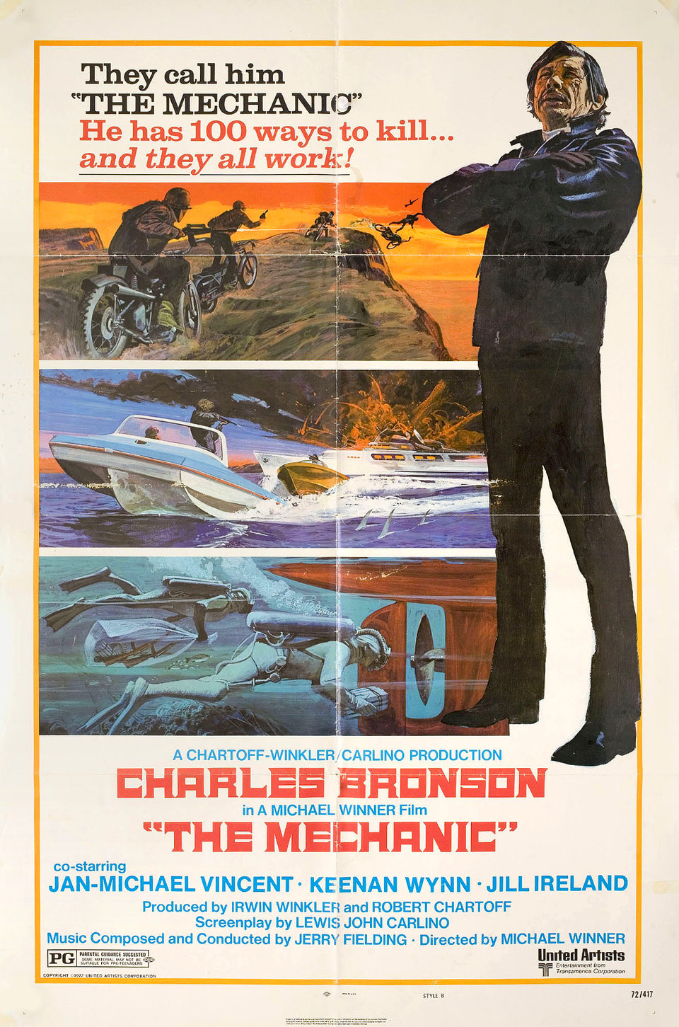 The Mechanic Original 1972 Italian One Sheet Movie Poster