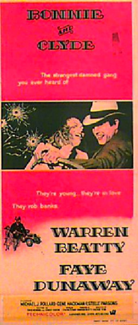 Bonnie and Clyde Original 1968 Australian Daybill Movie Poster