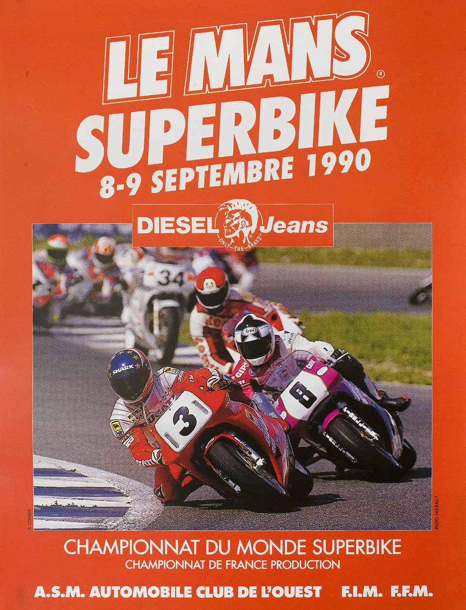 Le Mans Superbike Original 1990 French A2 Poster