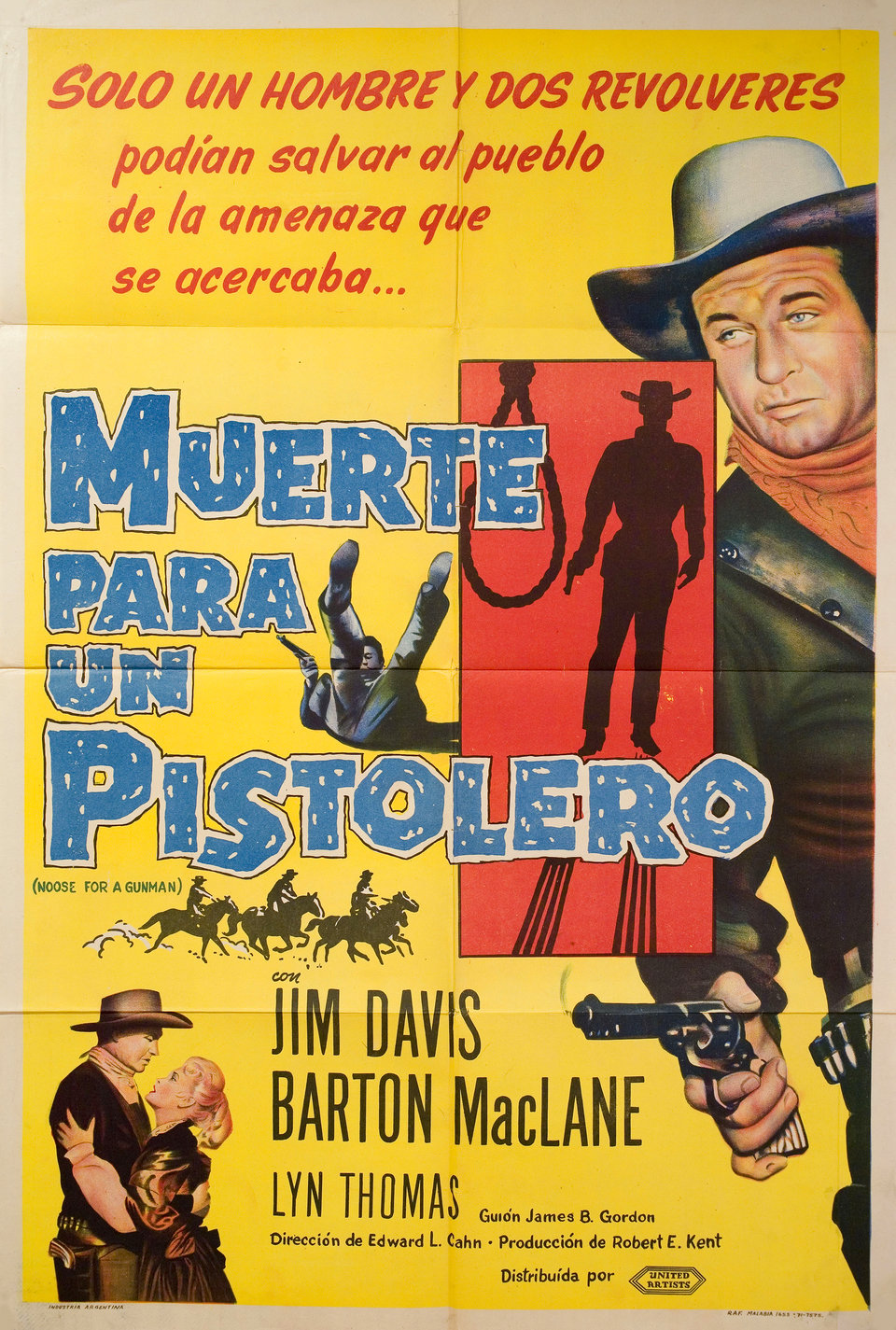 Noose for a Gunman Original 1960 Argentine Movie Poster