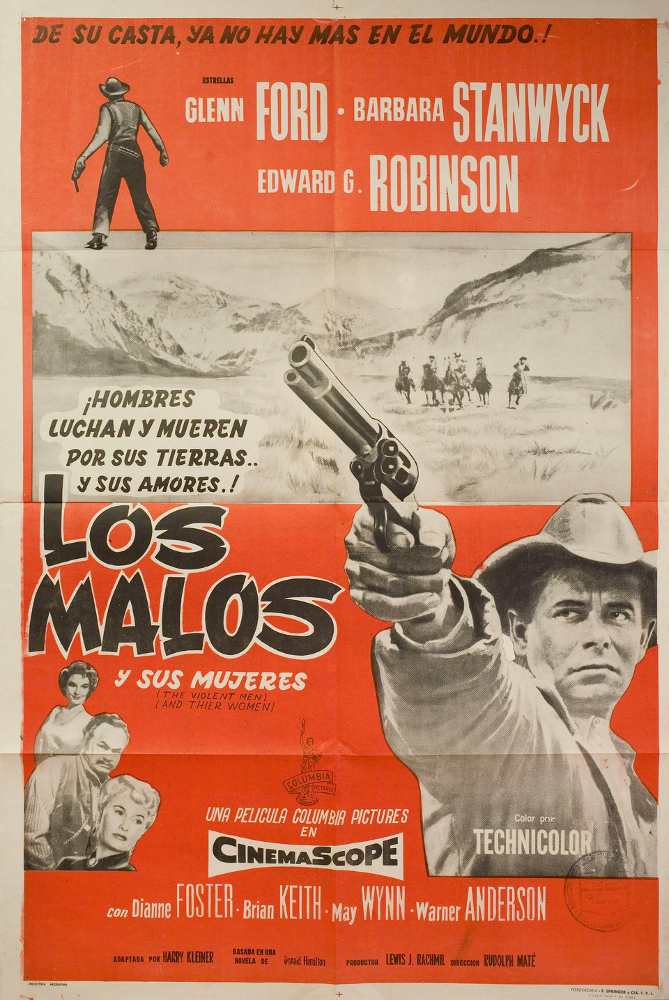 The Violent Men Original 1955 Argentine Movie Poster