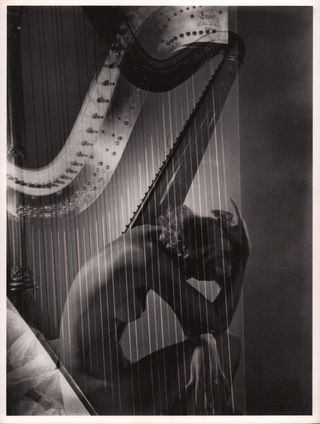Lisa with Harp Original 1939 U.S. Black and White Double-Weight Photo Alternate Image