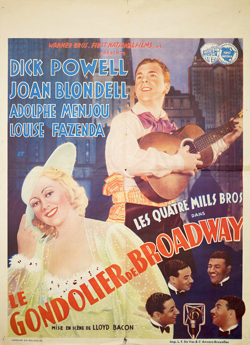 Broadway Gondolier Original 1935 Belgian A1 Movie Poster