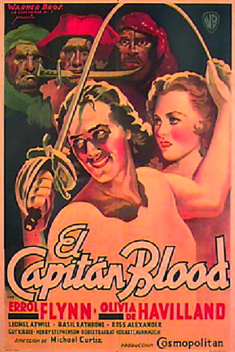 Captain Blood Original 1940s Argentine Movie Poster