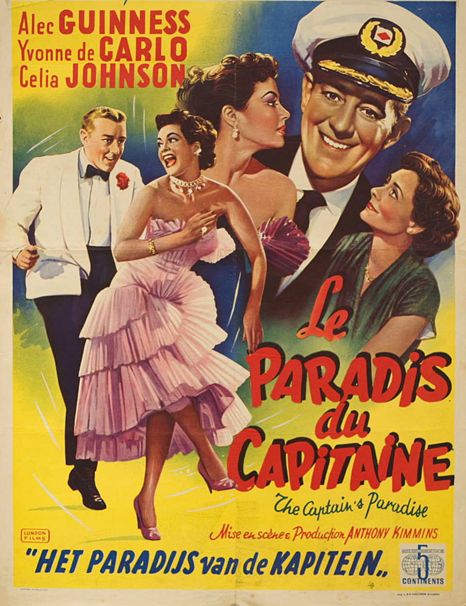 The Captain's Paradise Original 1953 Belgian Movie Poster