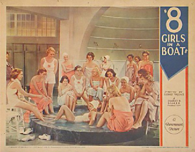 Eight Girls in a Boat Original 1934 U.S. Scene Card